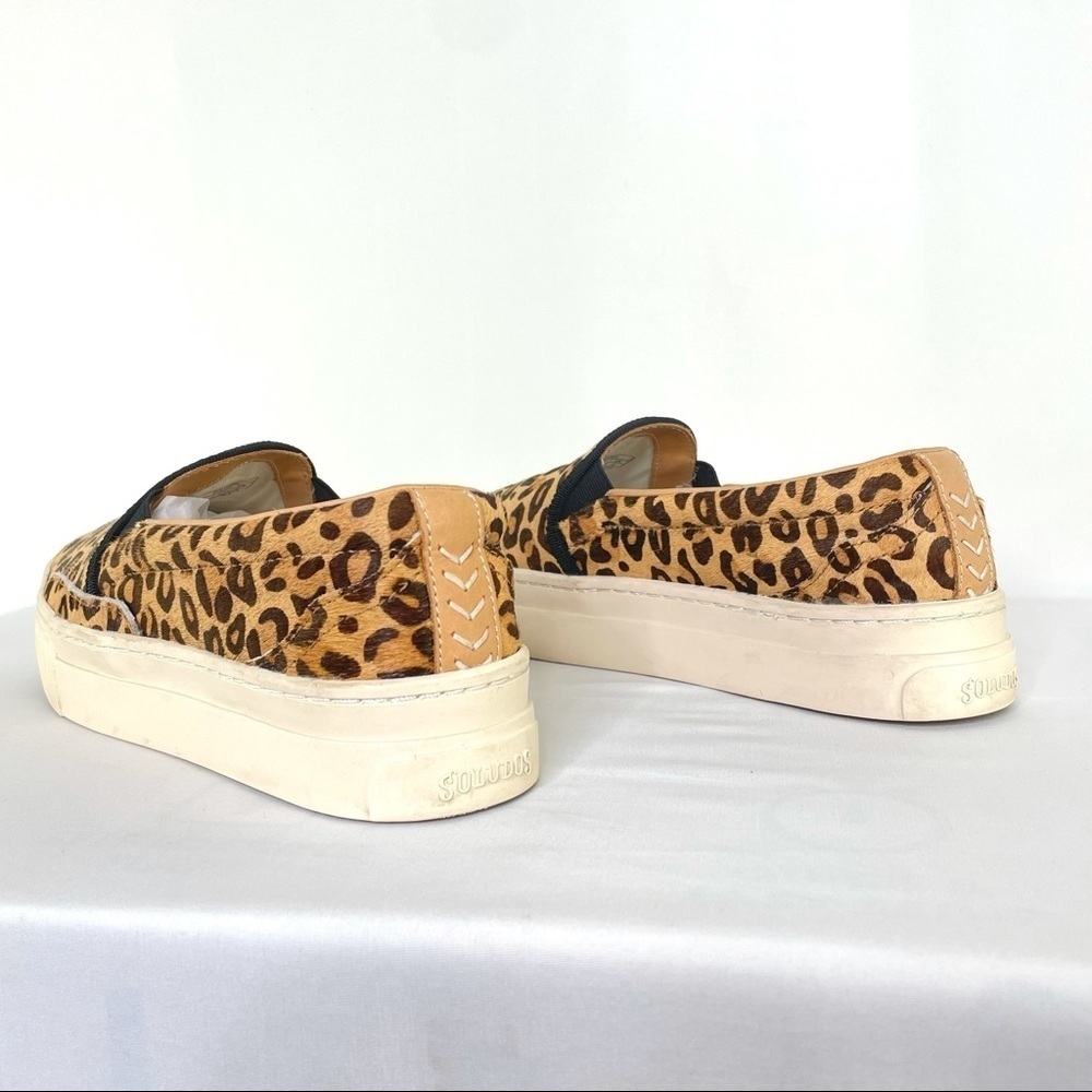 Soludos Bondi Leopard Print Calf Hair Slip-On Flatform Sneakers Sz 8 - Picture 8 of 10